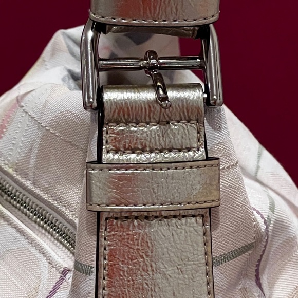 Coach Tattersall Cream and Brown Structured Shoulder Bag - Picture 8 of 14